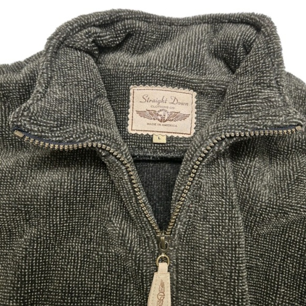 Straight Down Golf Jacket Men Large Vintage Full Zip Fleece Brown Outdoor Casual - Picture 2 of 11